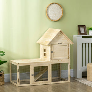 Conigliera per Interno 151,5x106x97 cm 3 Porte e Area Esterna in Legno d'Abete