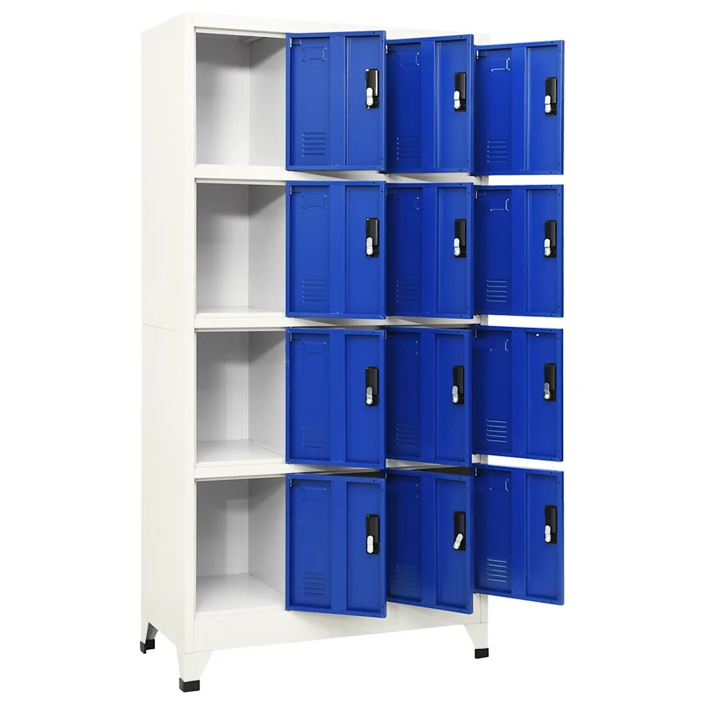 Armadietto con Serratura Grigio e Blu 90x45x180 cm in Acciaio 339818