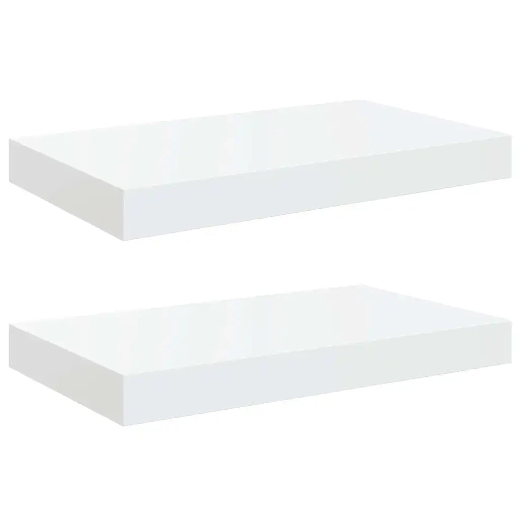 Scaffali a Parete 2 pz Bianco Lucido 40x23x3,8 cm in MDF 323743
