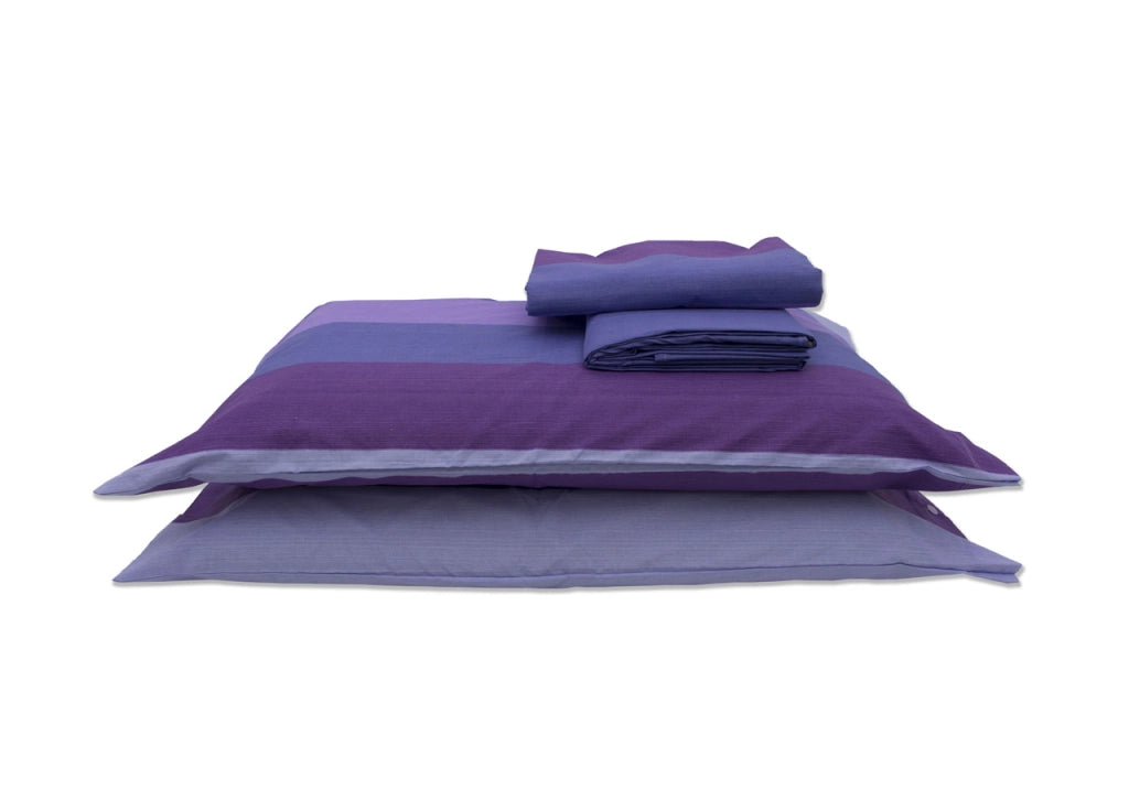 Completo Lenzuola In 100% Cotone Disegno Garda - Singolo - Viola