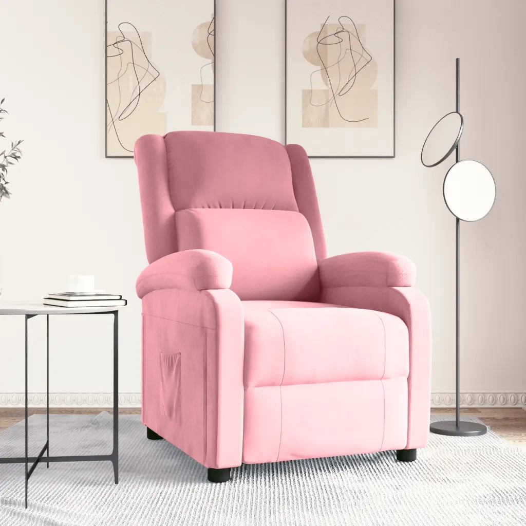 Poltrona Reclinabile Rosa in Velluto 342403