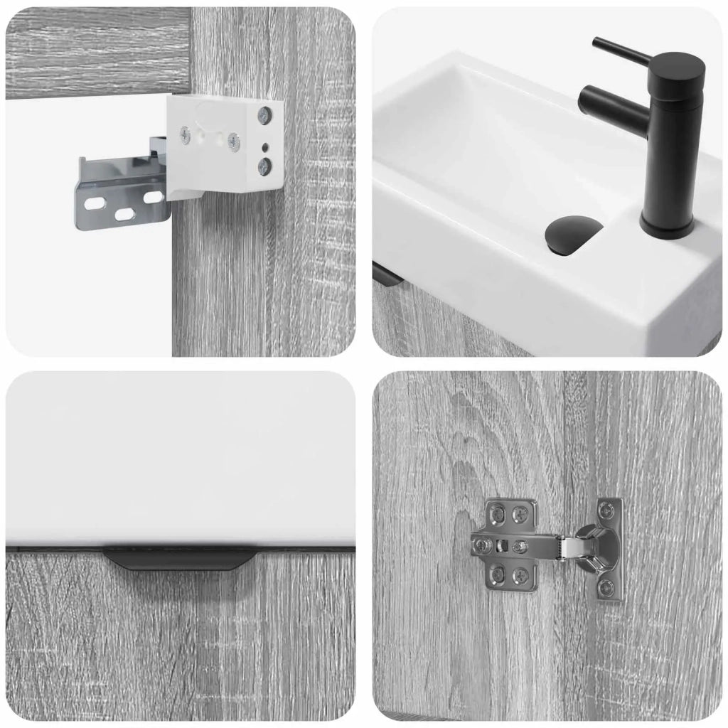 Mobile bagno con rubinetto Sonoma grigio 45,5 x 22,5 x 84 cm 889438