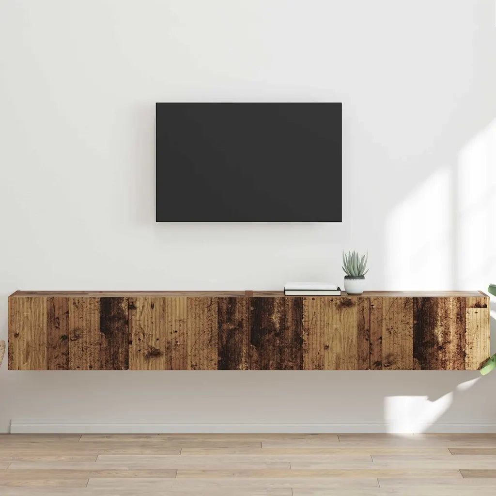 Mobile TV da parete 2 pz-Set di 2 Mobile TV a Muro-Credenza TV Legno vecchio 60 x 31 x 29.5 cm 664965