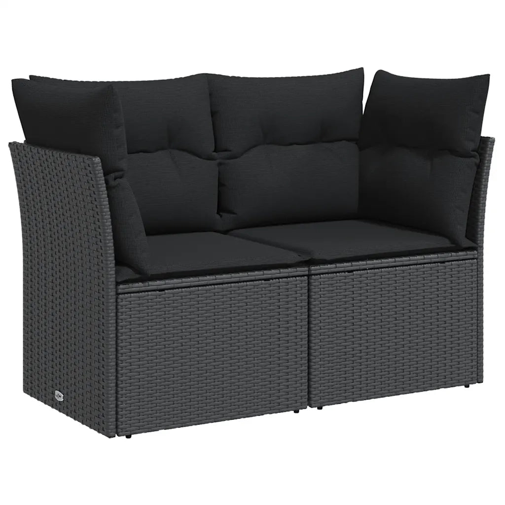 Divano da Giardino con Cuscini 2 Posti-Sofa da giardino nero in polyrattan 137294