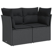 Divano da Giardino con Cuscini 2 Posti-Sofa da giardino nero in polyrattan 137294