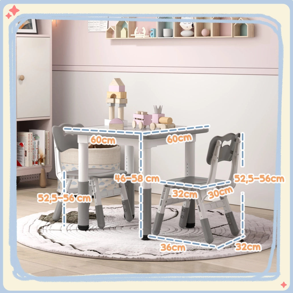 Tavolo e 2 Sedie per Bambini Regolabili in Altezza ¨C zephmum ¨C Legno e Metallo