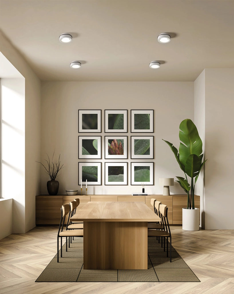 ELLADE Lampada da soffitto 1 luce attacco GX53 in gesso bianco con rifinitura Bronzo