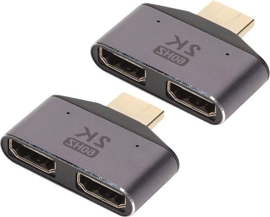 2 Adattatori HDMI Maschio a Femmina - 1 Ingresso a 2 Uscite - 2K 60Hz Divisore HDMI Video - Connettore HDMI - Estensore HDMI Converter con Indicatore di Luce.