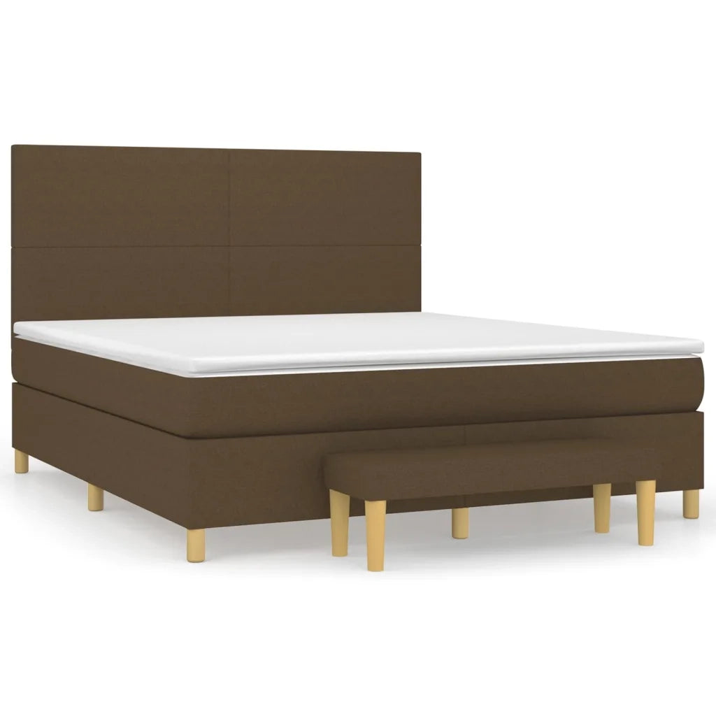 Giroletto a Molle con Materasso Marrone Scuro 160x200cm Tessuto