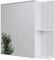 Mobile a specchio per il bagno Irma, Bianco lucido, 80 x 75 cm