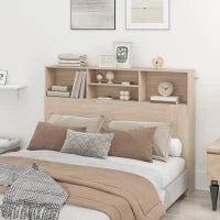 Testiera Letto con  4 scomparti aperti, 140 x 19 x 103,5 cm, Legno naturale