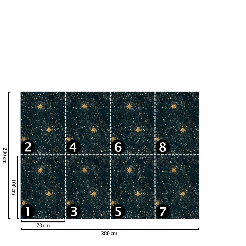 Carta da parati blu cielo stellato 200x280cm 5 mq