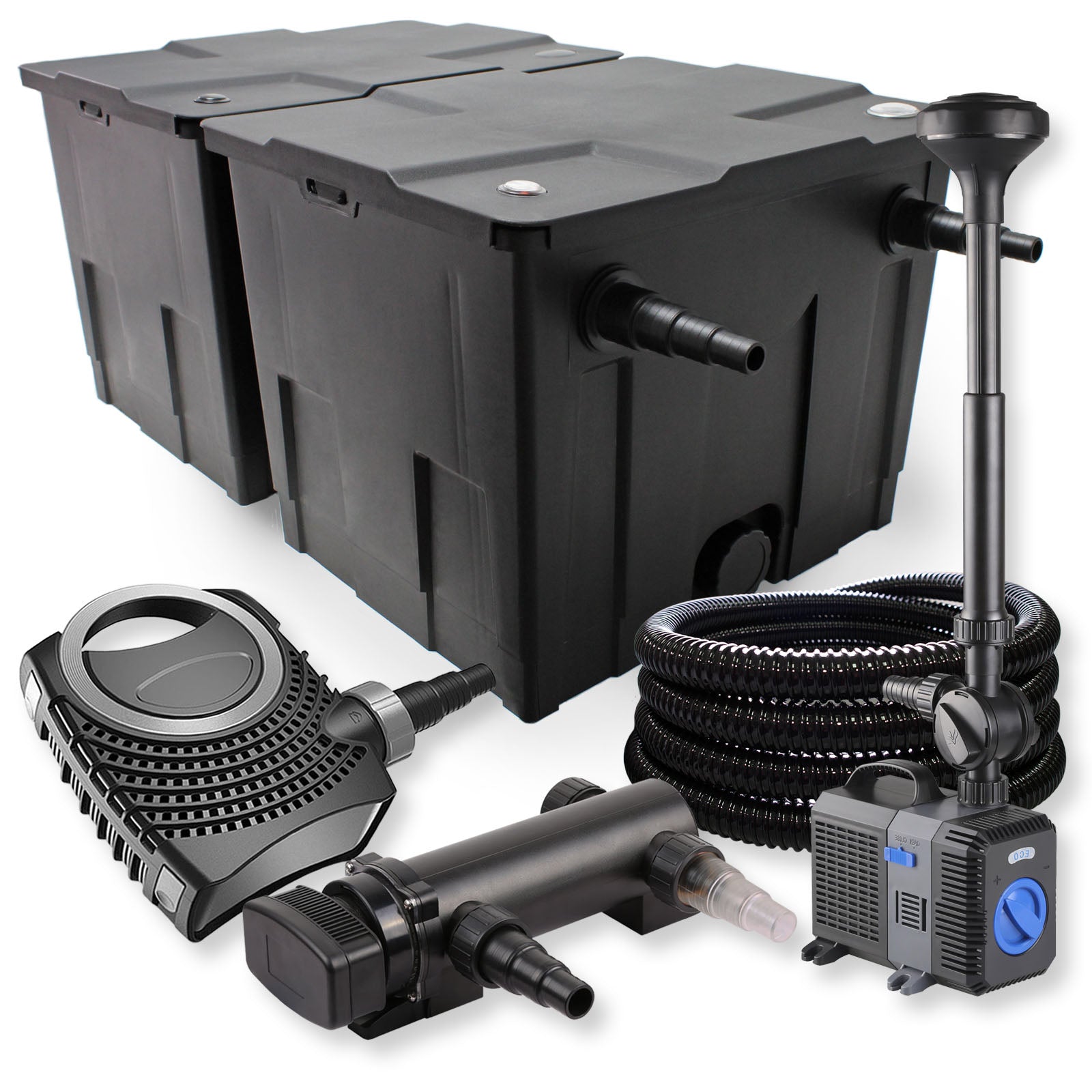 Set laghetti filtro a 2 camere 60000l chiarificatore 18W pompa 70W tubo pompa fontana