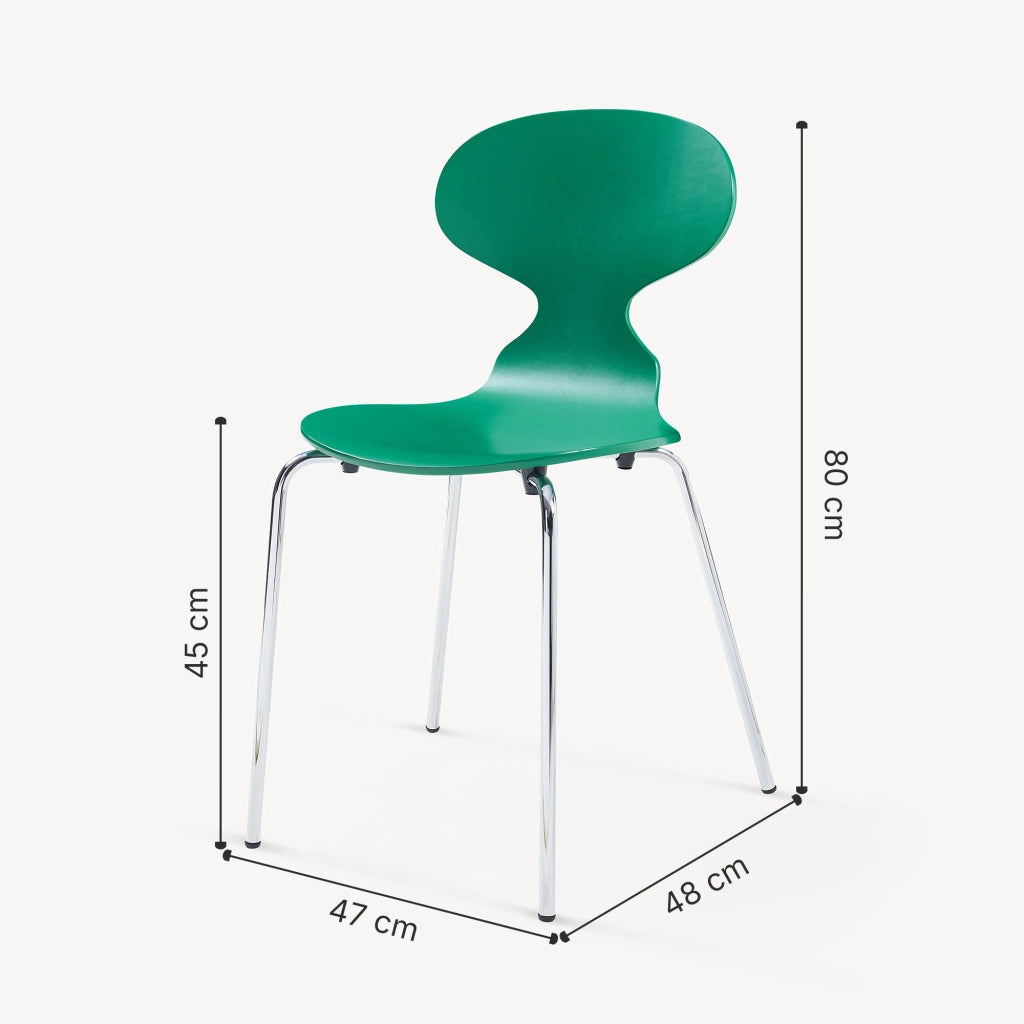 Set Kil di 4 Sedie Impilabili da Sala Pranzo - Verde / Cromato [en.casa]
