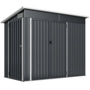 Casetta Box da Giardino 234x132x185 cm con 3 Porte Bloccabili in Acciaio Grigio Scuro
