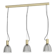 Lampadario A Sospensione Contemporaneo Lebalio Acciaio Brunito Vetro 3 Luci E27