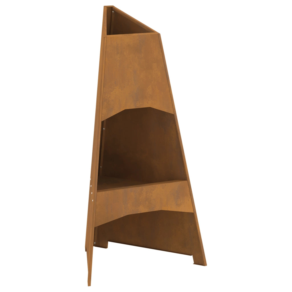 Focolare a Piramide 50x45x95 cm in Acciaio Invecchiato