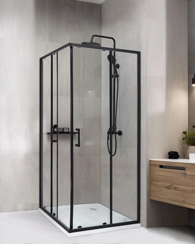 Box Doccia Vetro Temperato Telaio Alluminio Doppia Porta 80 x 80 x 185 cm design moderno