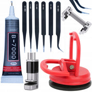 Set Riparazione LCD – Ventosa 55mm, Colla B-7000 15ml, Mini Morsa da Banco, 6 Pinzette