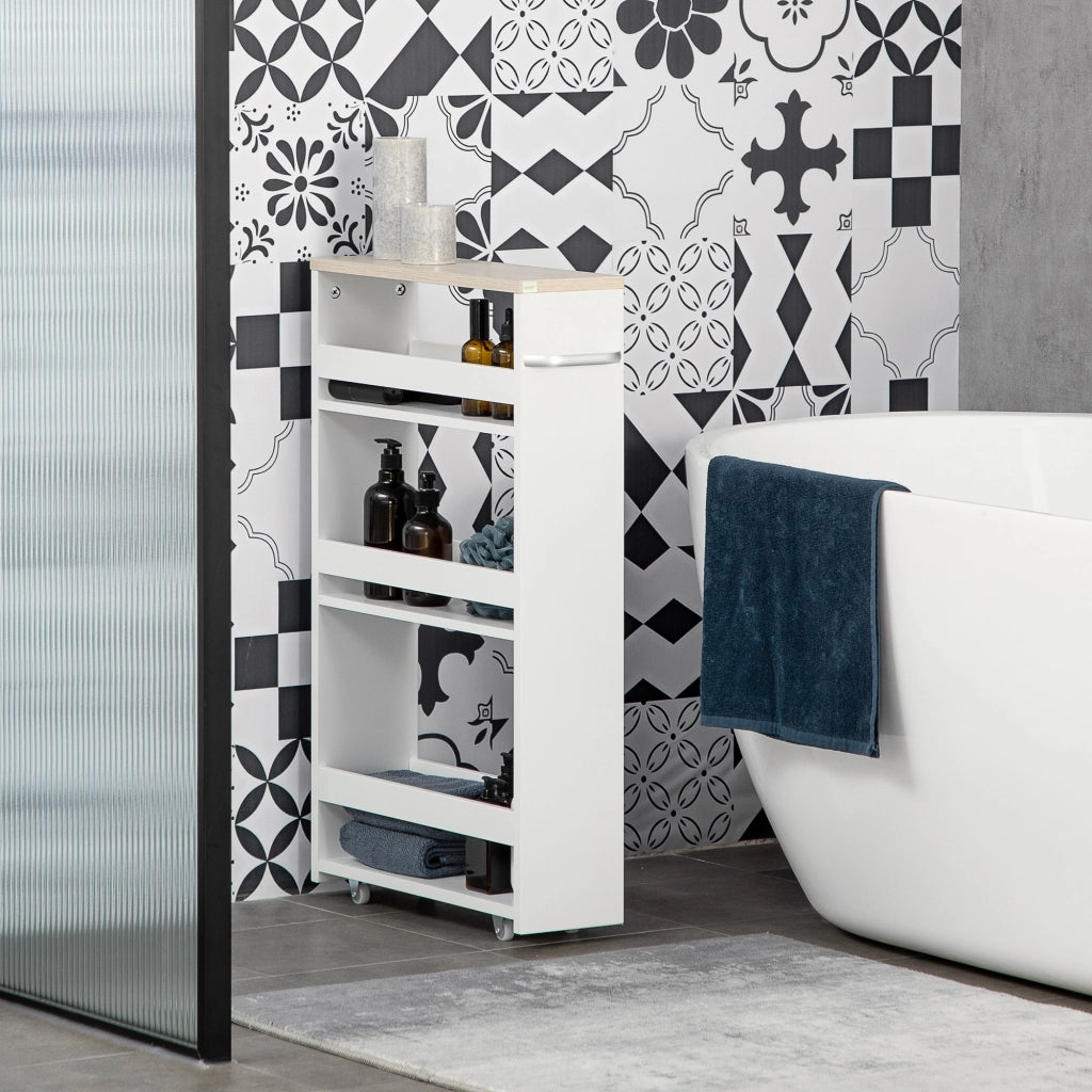 Carrello a 3 livelli ¨C zephmum ¨C 48x15x80 cm bianco