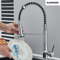 Bernd | Rubinetto cucina gastronomia restaurante cromato con molla|flessibile in acciaio inossidabile|Il miscelatore può essere Alta pressione 2 porte