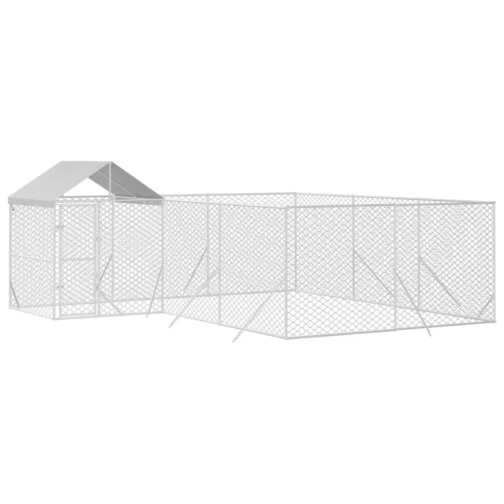 Cuccia Cani da Esterno Tetto Argento 6x6x2,5 m Acciaio Zincato 3190471