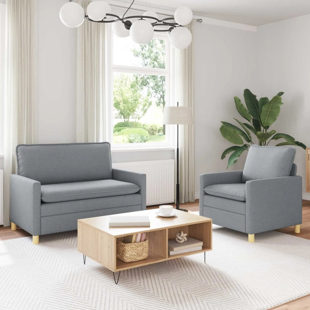 Set di divani 2 pz Grigio chiaro Tessuto 3417017