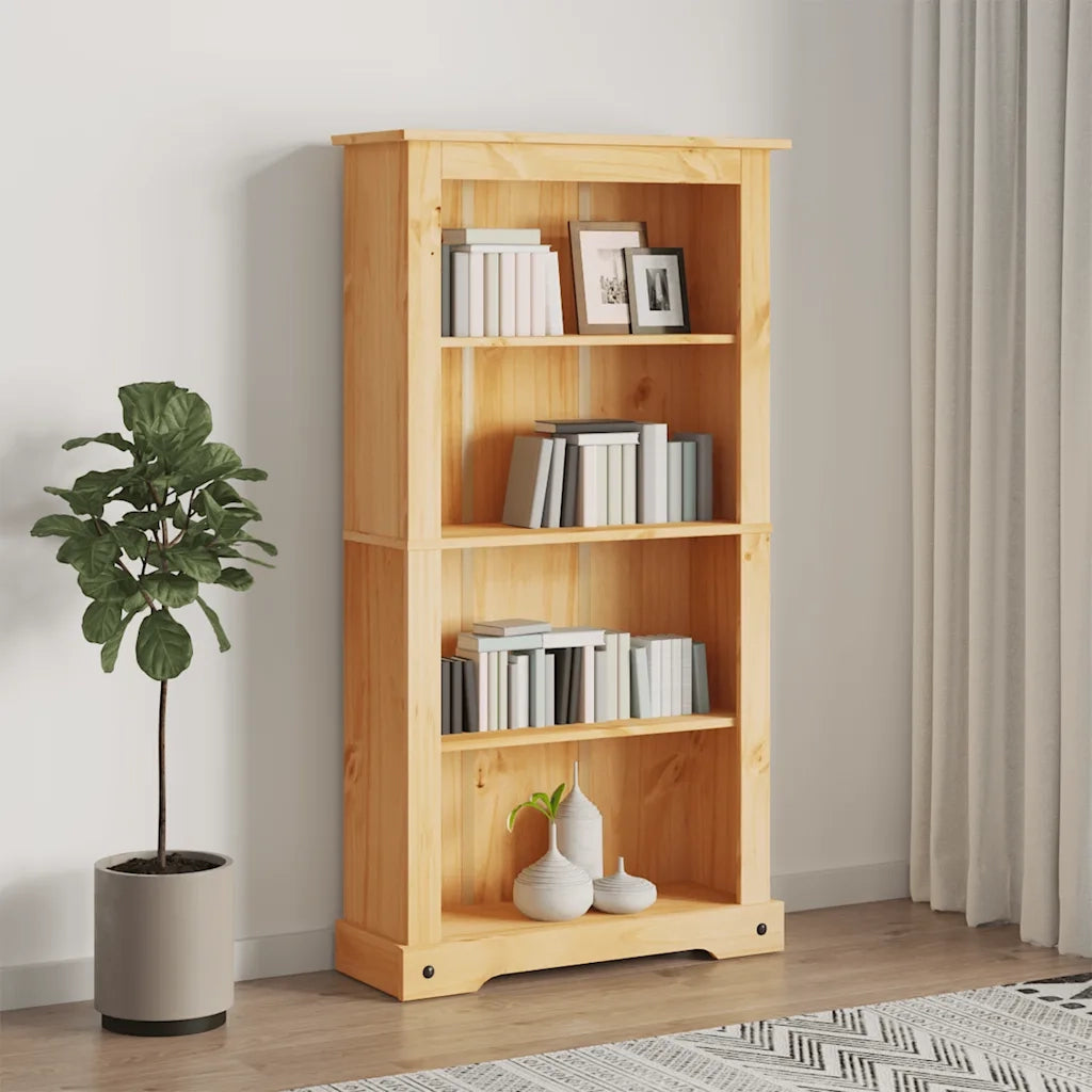 Libreria a 4 Ripiani-Scaffale per Libri-Mobile di Stoccaggio Pino Messicano Corona Range 80x29x150 cm