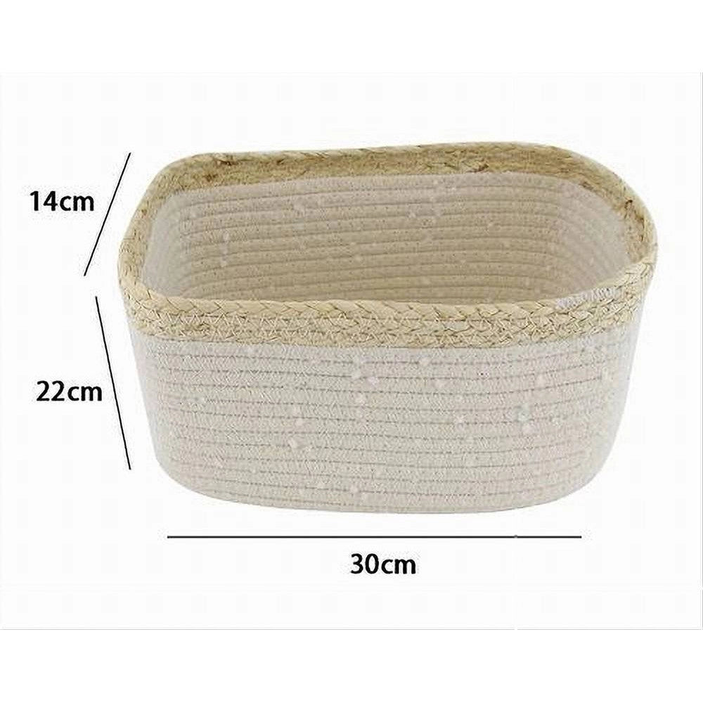 Trade Shop - Cestino Porta Biancheria Oggetti In Vimini Intrecciato Bicolore 30x22x14cm 10676 -