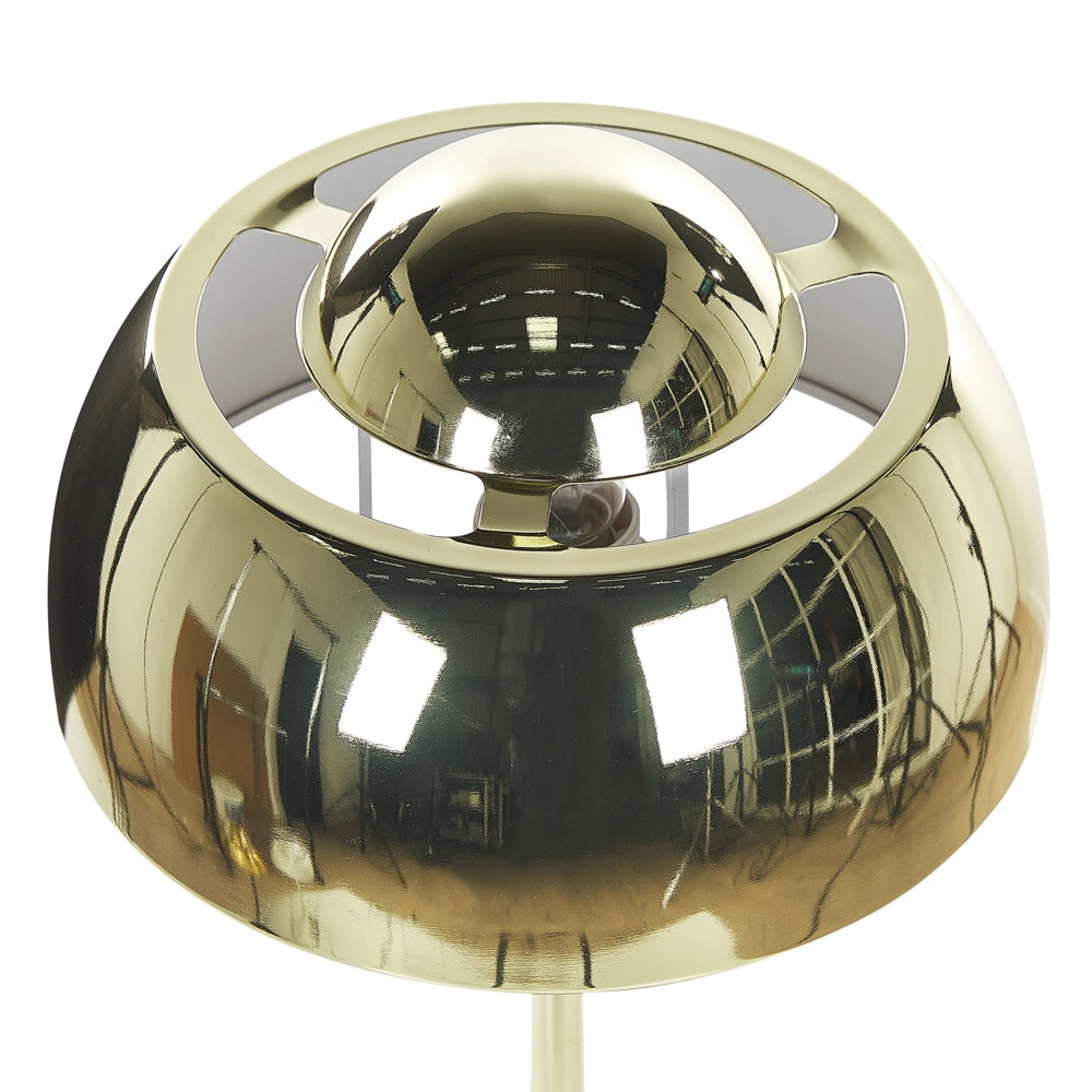 Lampada da Tavolo Comodino in Metallo Dorato Base Rotonda Paralume a Cupola Lampada da Lettura Glam