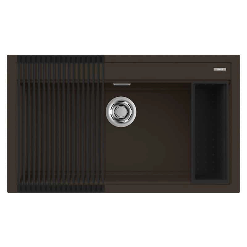 Lavello Elleci Incasso 1 vasca 86x51 Best 360 Bundle Granitek Espresso Marrone LGB36078K2