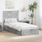 Letto con Contenitore con testiera Grigio cemento 90 x 190 cm