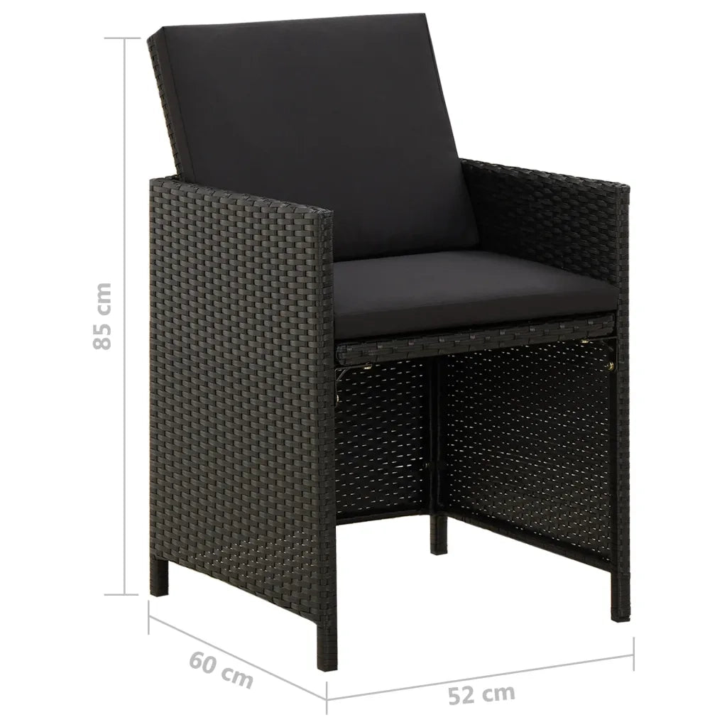 Sedie da Giardino con Cuscini 2 pz in Polyrattan Nere cod mxl 23207