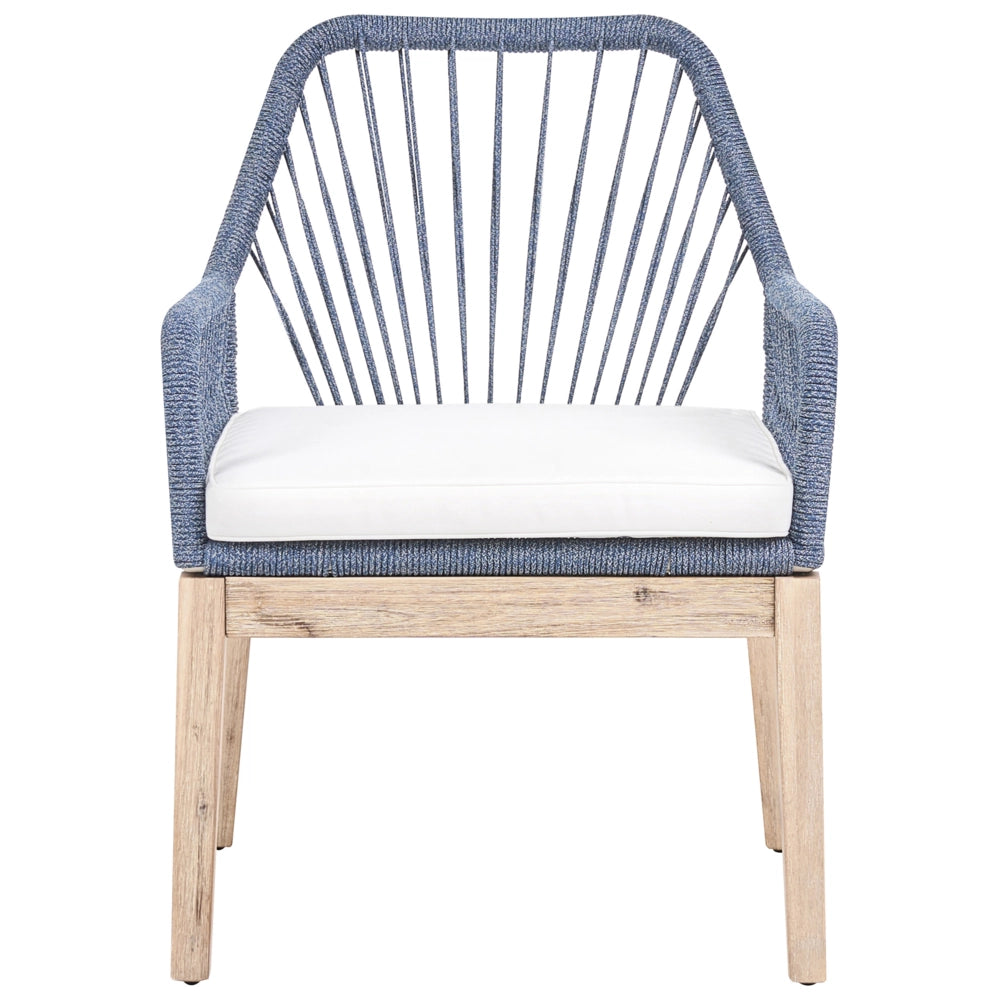 Set da Esterno con Tavolo in Cemento Sintetico blu marino e 6 Sedie in Vimini