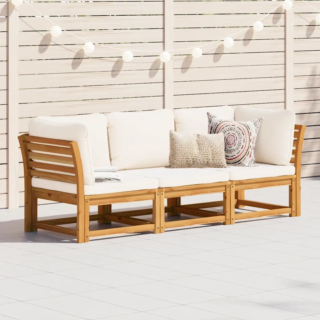 Set Mobili da Giardino 3pz con Cuscini Legno Massello di Acacia 3214291