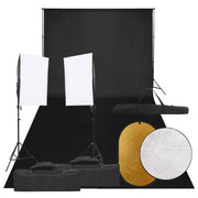 Kit per studio fotografico con illuminazione fondale e riflettore nero 02_0042446