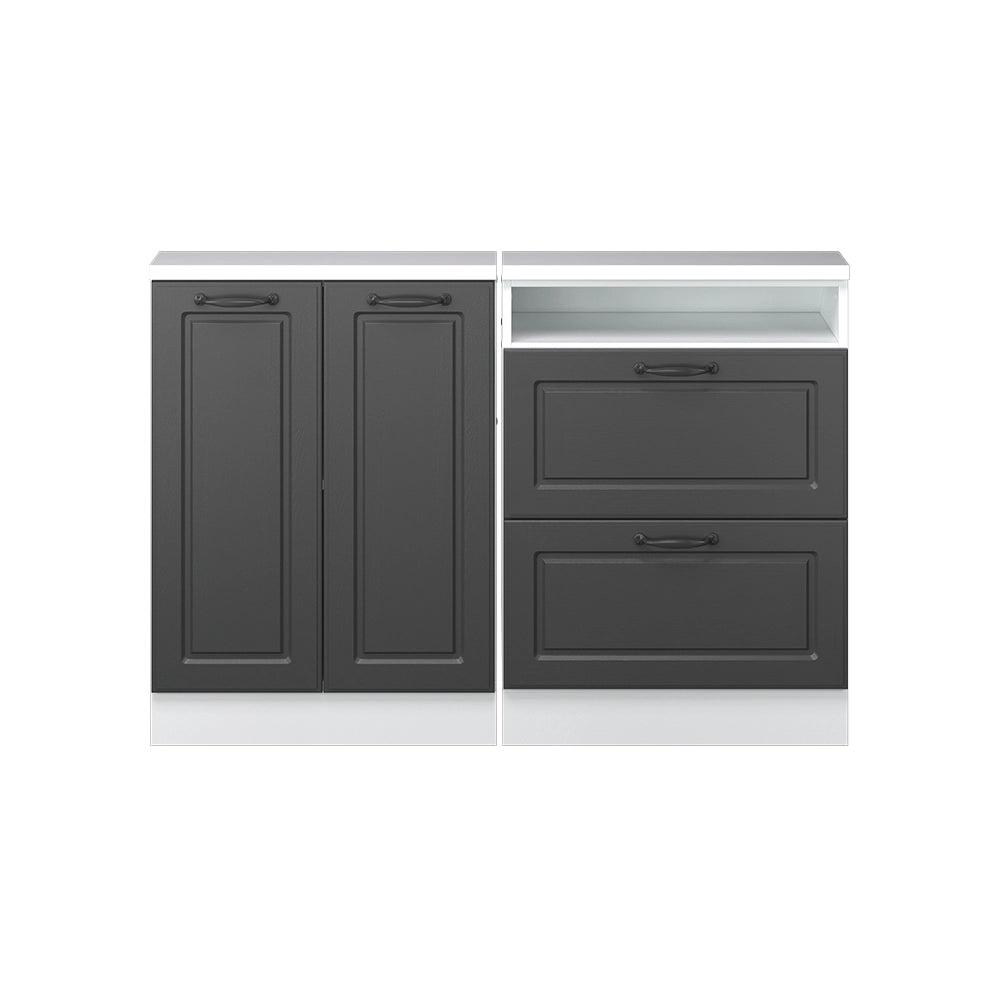 Mobile cucina sottotetto R-Line Antracite rustico/Bianco 120 cm Set di 2 Vicco