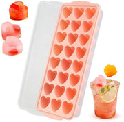 Forma di ghiaccio a forma di cuore - 24 cavità - Forma di ghiaccio in silicone - Forma di ghiaccio con coperchio - Senza BPA - Forma multifunzionale in silicone - Forma di ghiaccio per forno in silicone