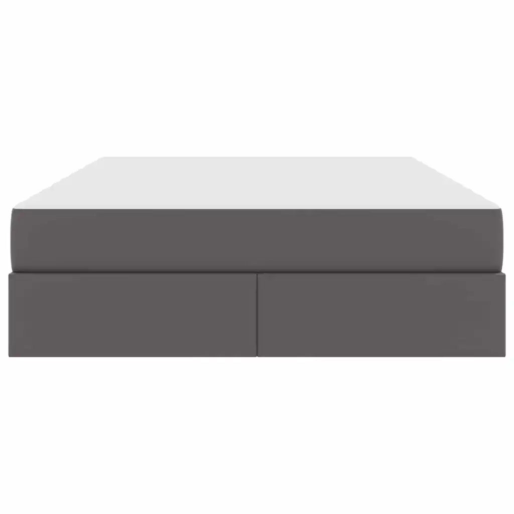 Letto con contenitore e materasso 2 pcs Grigio Pelle