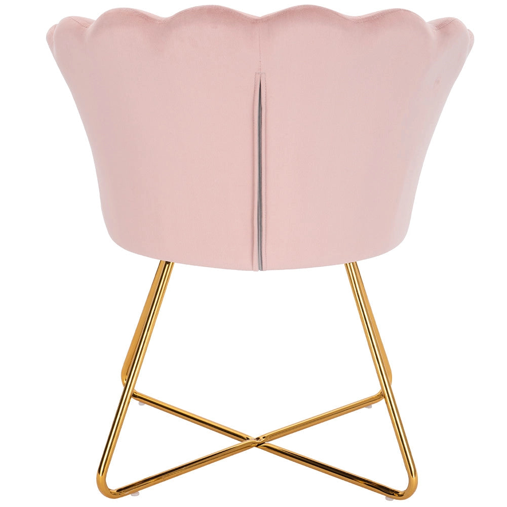 Sedia Relax con Schienale e Seduta in Velluto Rosa Struttura Metallo