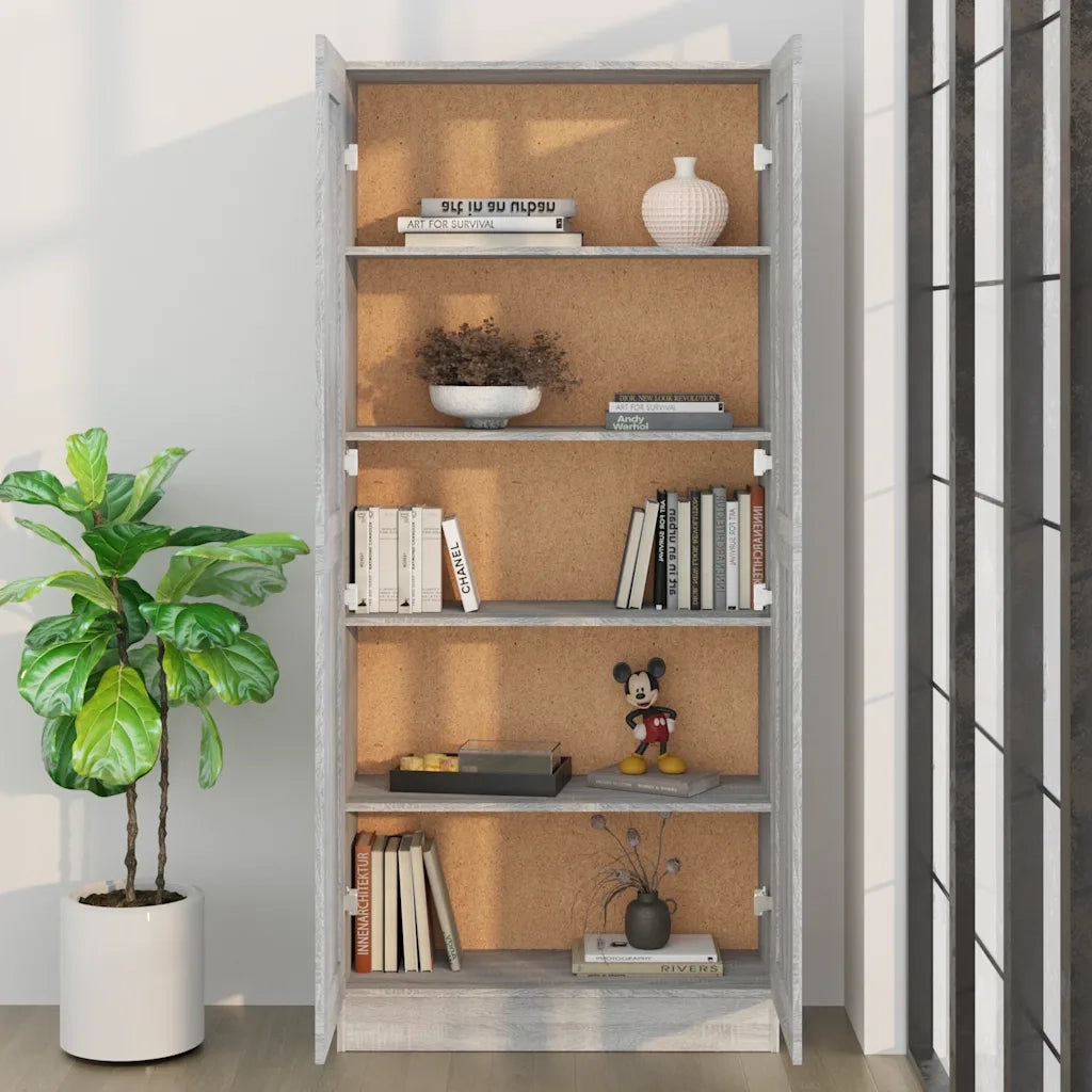 Comodino | Armadio da Notte | Mobiletto da notte Grigio Sonoma 82,5x30,5x185,5 cm in Legno Multistrato