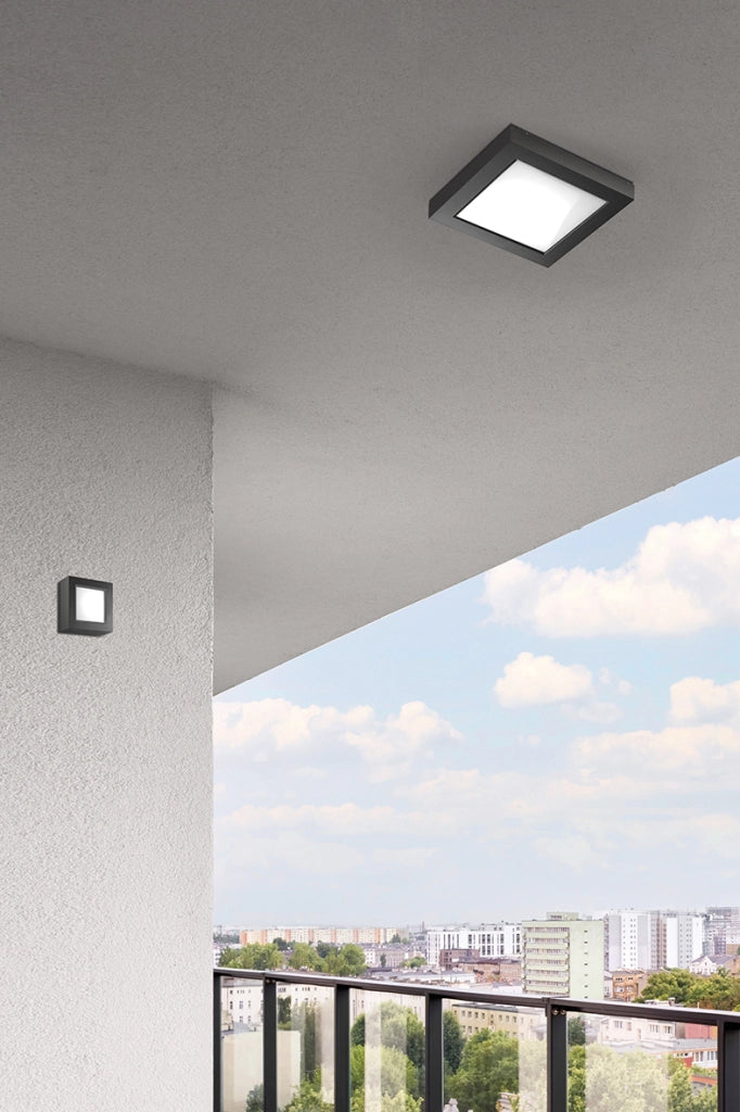 ENTER – Applique/Plafoniera LED 23W Antracite 3000K IP65 - Illuminazione per Esterni quadrata ad alta resistenza agli agenti atmosferici