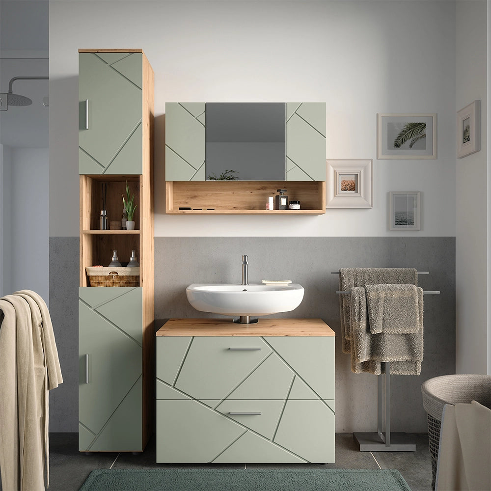 Vicco Set di mobili da bagno Verde salvia 3 parti