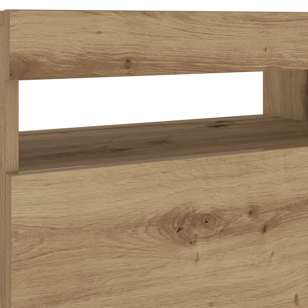 Comodino con LED Rovere Artigianale 60x35x40 cm in Truciolato 3329176