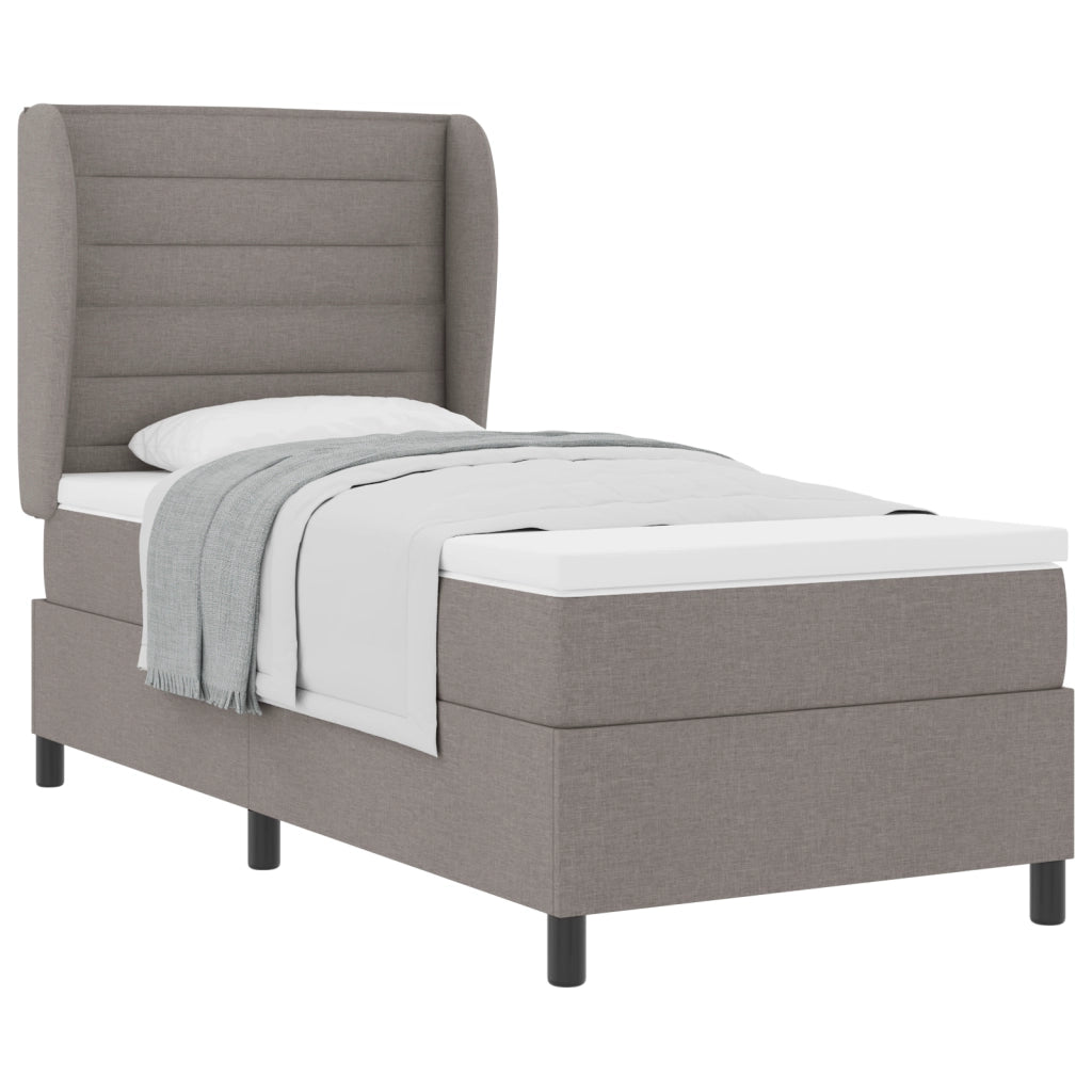 Letto Box Spring con Materasso Tortora 90x200 cm Tessuto