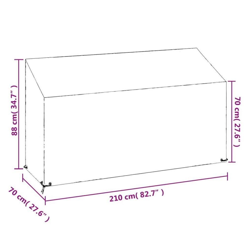 Cover For Garden Bench, 12 Eyelets, 210x70x70/88 Cm, Polyethylene