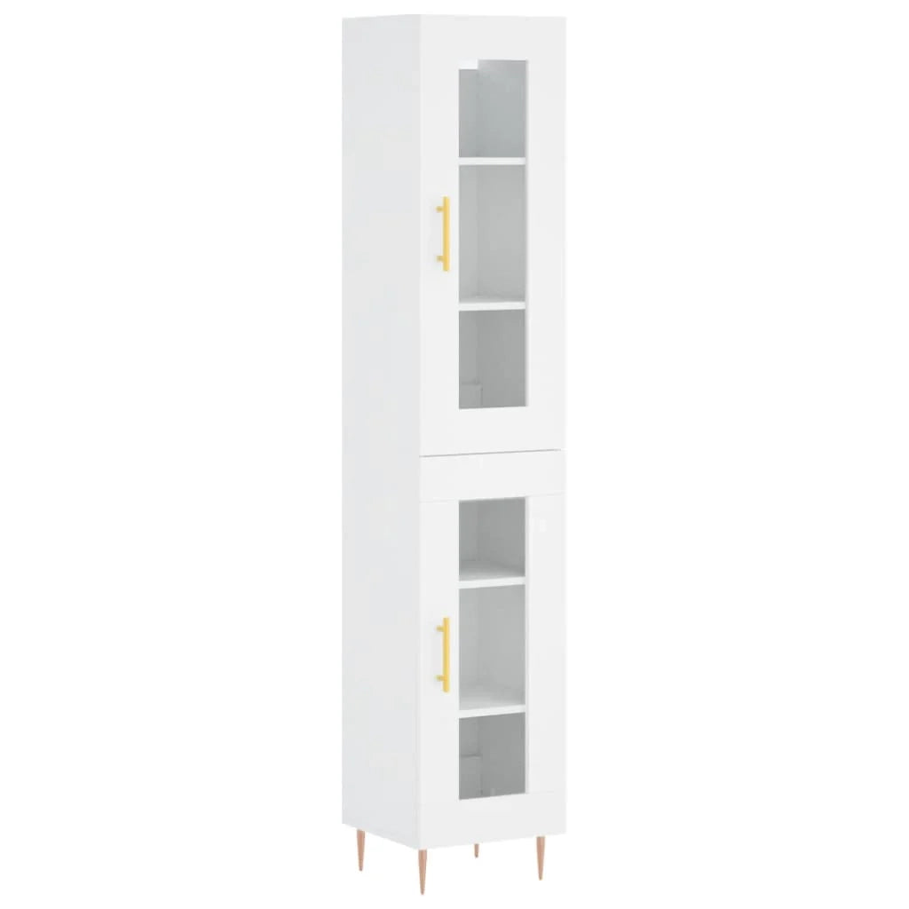 Buffet credenza cassettiera mobiletto mobile contenitore organizer per cucina soggiorno salotto alto 34,5 x 34 x 180 cm legno ingegnerizzato bianco 02_0032375