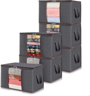 Carrello per Abbigliamento 6 pezzi con Zoom per Immagine, con Maniglia Rafforzata, Chiusura a Cerniera Robusta, Finestrino di Visuale, 60L, Grigio