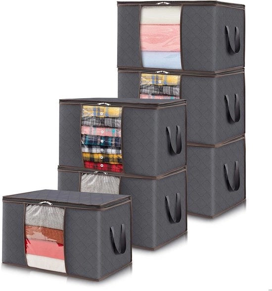 Carrello per Abbigliamento 6 pezzi con Zoom per Immagine, con Maniglia Rafforzata, Chiusura a Cerniera Robusta, Finestrino di Visuale, 60L, Grigio