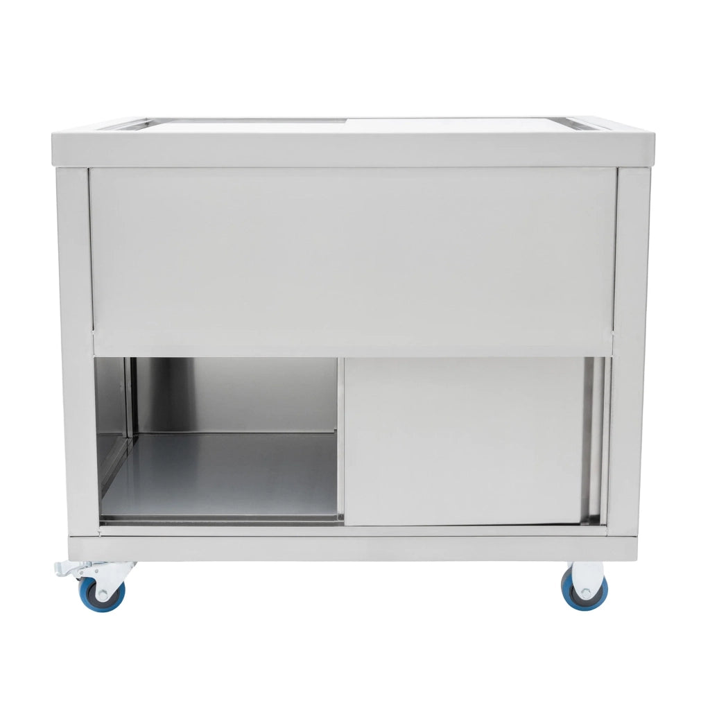 Carrello Portaghiaccio Mobile 109L con Ruote 100cm Coperchio Diviso e Vano